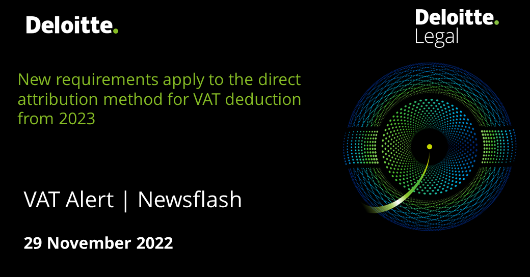 New requirements apply to the direct attribution method for VAT ...